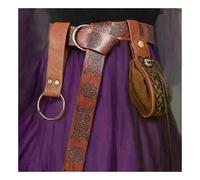 Cinturón medieval de piel sintética marrón de 3 piezas y bolsa para dinero para mujer, con clip para
