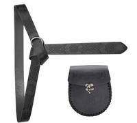 Cinturón medieval unisex con bolsillo para monedas, accesorios de disfraz histórico, cinturón y cartera para espectáculos de escenario, C Negro, Talla única, Mass Beauty