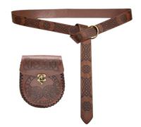 Cinturón medieval unisex con bolsillo para monedas, accesorios de disfraz histórico, cinturón y cartera para espectáculos de escenario, marrón a, Talla única, Mass Beauty