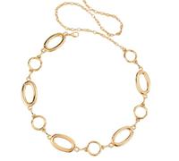 Cinturón metálico de cadena para mujer, varias ocasiones y atuendos, cinturón de cadena redonda, decoración de cintura para oficina, accesorio de mujer, dorado, Talla única