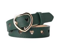 Cinturon Mujer Cinturón Mujer Cinturón De Cuero De PU Ahueca Hacia Fuera El Corazón Amoroso Cinturón De Cintura for Mujer Pantalones Hebilla De Cuero Personalidad Femenina Pretina Vintage(Pu green)