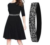 Cinturón negro de diamantes de imitación de diamantes de diablo estirado para mujeres y niñas vestidos de cristal elásticos cinturón de lentejuelas elegantes cinturón de cintura bling para vestido fo