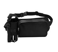 Cinturón negro para correr para fitness y senderismo, riñonera con soporte para botella de agua, riñonera con múltiples bolsillos para actividades al aire libre, Black, moderno