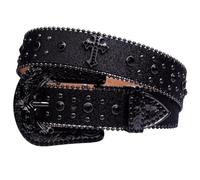 Cinturón Occidental De Cuero Con Tachuelas De Diamantes De Imitación y Decoración Cruzada Para Hombres y Mujeres - Vintage Con Joyas Para Pantalones y Vestido