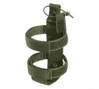 Cinturón para botella de agua para senderismo y camping, bolsa ajustable compatible con Molle con cordón elástico y correas de doble cincha, poliéster (verde militar)