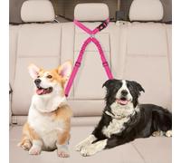 Cinturon Perro Coche Cinturón de Seguridad para Perro 2 en 1 Ajustable Arnés de Coche para Perros con Elástico y Reflectante Cinturón de Seguridad para Mascotas para Perros y Gatos