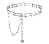 Cinturón plateado con diamantes de imitación para mujer, vestido formal, boda, novia, vientre, cadena de cintura para mujer, cinturones de cadena de moda, hebilla de cintura de cristal plateado para