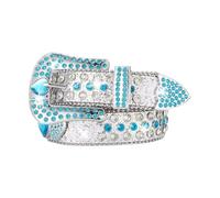 Cinturón punk de poliuretano para jeans, resistente, hip hop, hebilla brillante con diamantes de imitación incrustados, cinturones para mujeres y hombres, vestidos de novia, Ooo, S