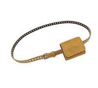 Cinturón retro grande con ojales y bolsillo desmontable para monedas para mujer, vestido y accesorios de vestir de eventos formales, cinturón de poliuretano con bolsa, Amarillo, Talla única, Mass