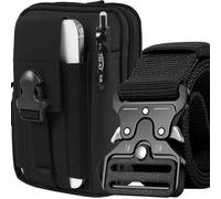 Cinturón Táctico Hombre y Bolsa Táctica Tipo Militar (Negro) | Hebilla de Metal | Fuerzas de Seguridad, Vigilancia, Airsoft, Trabajo, Caza - Nylon de Alta Resistencia