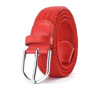 Cinturón trenzado de nailon elástico colorido con hebilla de pasador, accesorios para vaqueros, cinturón ancho de 3,3 cm para ropa,Rojo,105x3.3cm