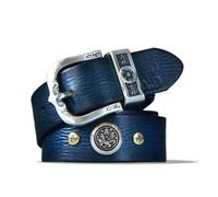 Cinturón Vaquero Informal For Hombre, Estilo Campestre Vintage Con Grabado Floral Y Hebilla Original For Jeans(Blue a,110CM/43.3'')