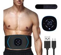 Cinturon Vibratorio Abdominales, Cinturon Electroestimulador Abdominales, Abs Estimulador Muscula para Hombre/Mujer, Abdomen no Necesita Almohadillas ni Gel, 10 Modos, 20 Niveles Diferentes para