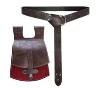 Cinturón y riñonera de Cuero Medieval de 2 Piezas, Conjunto de Accesorios de Cosplay Retro Vikingo nórdico for Disfraz renacentista