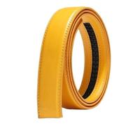 Cinturones automáticos con hebilla para hombre, sin hebilla, cinturón de marca para hombre, correa genuina, cinturón de mezclilla de 3,5 cm, amarillo, 125 cm