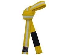 Cinturones brasileños de Jiu-Jitsu para jóvenes, sistema de grado BJJ menores de 16 años, ancho de 4 cm, color blanco, gris, amarillo, naranja y verde, Amarillo-blanco, 240cm