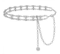 Cinturones Cadena para las mujeres, Aleación de Oro Ajustable Cinturón de Eslabones de Metal Retro Rhinestone Cintura Cinturón de Cadena para Boda Fiesta Jeans Vestido (A-Plata)