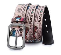 Cinturones De Cuero con Estampado Multicolor Cinturón para Los Hombres/Mujeres/Junior, Gran para Los Pantalones Vaqueros, Casual, Vaquero Y Ropa De Trabajo(115cm/waist:38"~40", Graffiti)