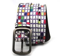 Cinturones De Cuero con Estampado Multicolor Cinturón para Los Hombres/Mujeres/Junior, Gran para Los Pantalones Vaqueros, Casual, Vaquero Y Ropa De Trabajo(115cm/waist:38"~40", Plaid)
