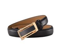 Cinturones de cuero para mujer, cinturón con hebilla automática, 2,4cm de ancho, cinturón decorativo informal para vaqueros de mujer, Negro, 110cm