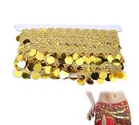 Cinturones de danza del vientre dorados para mujer, bufandas de cadera para danza del vientre, Borla redonda para monedas 10 yardas Hip Belly Dancer lentejuelas, bufanda vestido decoraciones de boda