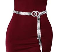 Cinturones de Diamantes de Imitación para Mujer, Ajustable Hasta 100 cm, Plateado y Purpurina Cinturon para Mujer para Vestir y Jeans, Adecuado para Diversas Ocasiones y Longitud Libremente Ajustable