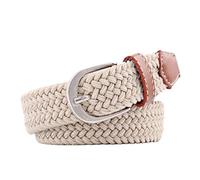 Cinturones de Mujer 2.5cmx100cm Unisex Extended Elastic Knitted Thin Belt Women's Needle Button Canvas Jeans Student Canvas Elastic Belt For Women(Light Khaki)