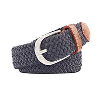 Cinturones de Mujer 2.5cmx100cm Unisex Extended Elastic Knitted Thin Belt Women's Needle Button Canvas Jeans Student Canvas Elastic Belt For Women(Dark Gray)