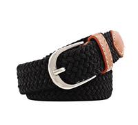 Cinturones de Mujer 2.5cmx100cm Unisex Extended Elastic Knitted Thin Belt Women's Needle Button Canvas Jeans Student Canvas Elastic Belt For Women(Black)