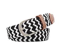 Cinturones de Mujer 2.5cmx100cm Unisex Extended Elastic Knitted Thin Belt Women's Needle Button Canvas Jeans Student Canvas Elastic Belt For Women(Black White)