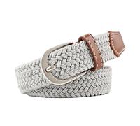 Cinturones de Mujer 2.5cmx100cm Unisex Extended Elastic Knitted Thin Belt Women's Needle Button Canvas Jeans Student Canvas Elastic Belt For Women(Light Gray)