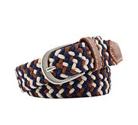 Cinturones de Mujer 2.5cmx100cm Unisex Extended Elastic Knitted Thin Belt Women's Needle Button Canvas Jeans Student Canvas Elastic Belt For Women(Beige Coffee Blue)