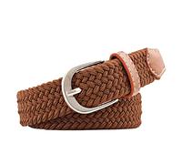 Cinturones de Mujer 2.5cmx100cm Unisex Extended Elastic Knitted Thin Belt Women's Needle Button Canvas Jeans Student Canvas Elastic Belt For Women(Brown)