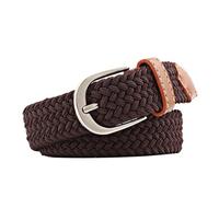 Cinturones de Mujer 2.5cmx100cm Unisex Extended Elastic Knitted Thin Belt Women's Needle Button Canvas Jeans Student Canvas Elastic Belt For Women(Coffee)