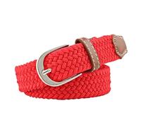Cinturones de Mujer 2.5cmx100cm Unisex Extended Elastic Knitted Thin Belt Women's Needle Button Canvas Jeans Student Canvas Elastic Belt For Women(Red)