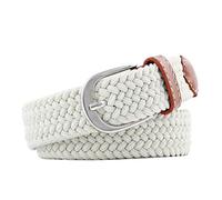Cinturones de Mujer 2.5cmx100cm Unisex Extended Elastic Knitted Thin Belt Women's Needle Button Canvas Jeans Student Canvas Elastic Belt For Women(Beige)
