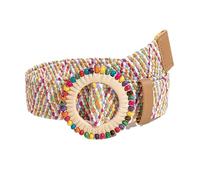 Cinturones De Mujer, Cinturón Elástico Trenzado para Verano, Cinturones Anchos De Paja Colorida Estilo Bohemio para Vestido, Jeans, Falda Corta,Multi Colored,117CM/46.1''