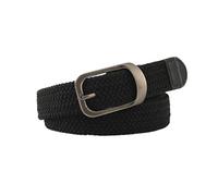 Cinturones de Mujer Unisex Eyeless Needle Metal Rectangle Buckle Woven Women's Belts Elastic Canvas Waistband Casual Pants Jeans Belt for Men(Black)