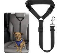 Cinturones de seguridad para mascotas, perros y gatos, correas de seguridad ajustables para reposacabezas de coche, arnés de cinturón de seguridad para vehículo (paquete de 1) (negro)