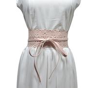 Cinturones Decorativo Cinturón de Pu hueco for mujer, nuevo patrón, cinturones lazo ancho for, cinturón largo negro, vestido femenino para Vestidos Pantalones(Pink)