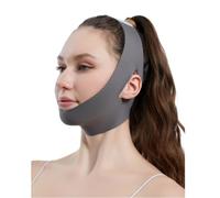 Cinturones tonificantes faciales Vendaje de estiramiento facial en forma V, mascarilla, correa for la barbilla, cinturón belleza for contornos más finos for mujeres(Grey 1pc)