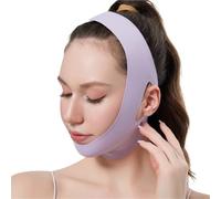 Cinturones tonificantes faciales Vendaje de estiramiento facial en forma V, mascarilla, correa for la barbilla, cinturón belleza for contornos más finos for mujeres(Purple 1pc)