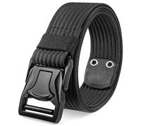 CinturonTactico Hombre Cinturon de Trabajo de Nylon Negro de Alta Resistencia Cinturón Táctico Con Hebillas Metalicas Para Deportes al Aire Libre, Trabajo Policial, Tareas Pesadas, 3,8 x 115 cm.