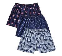 CINVIK Calzoncillos Tipo bóxer para Hombre, Divertidos y Holgados, de algodón, a Cuadros, Talla S, M y L, 3 Unidades, árbol de Coco, Hojas de Plantas Tropicales, Flamenco, Large