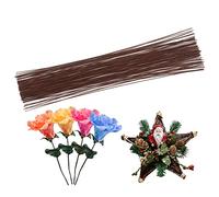 Cinvo Alambre de tallo - 100 unidades de alambre de calibre 22 envuelto en papel floral de 14 pulgadas para arreglos florales, manualidades, ramo de flores (marrón oscuro)