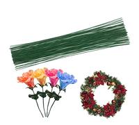 Cinvo Stem Wire - Alambre envuelto en papel floral, 100 unidades, 14 pulgadas, calibre 22, verde oscuro