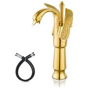 Cinwiny Grifo para lavabo de baño, con forma de cisne, monomando, con un agujero, para lavabo, montado en la cubierta, color dorado pulido