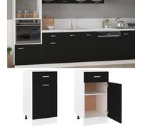 Cinyiqo Armario Inferior cajón Cocina contrachapada Negro 40x46x81,5cm, Mueble Cocina, Armario Despensero Cocina, Alacenas Y Vitrinas, Alacena De Cocina, Cocina Muebles, Armarios Baños - 801213