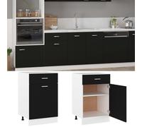 Cinyiqo Armario Inferior cajón Cocina contrachapada Negro 50x46x81,5 cm, Mueble Cocina, Armario Despensero Cocina, Alacenas Y Vitrinas, Alacena De Cocina, Cocina Muebles, Armarios Baños - 801221