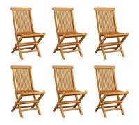 Cinyiqo Sillas de jardín Plegables 6 Unidades, Sillas Terraza Exterior, Silla Playa Jardin, Sillas Exterior Jardin, Sillas Balcon, Madera Maciza de Teca